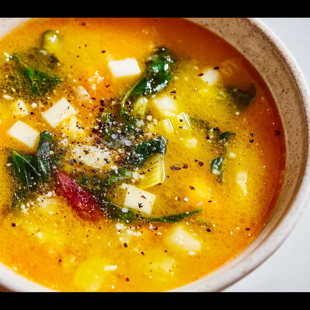 A delectable bowl of Italian Penicillin Soup, filled with hearty ingredients and a comforting aroma.