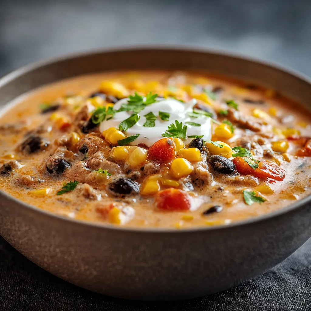 CREAMY HIGH PROTEIN TACO SOUP PERFECTION