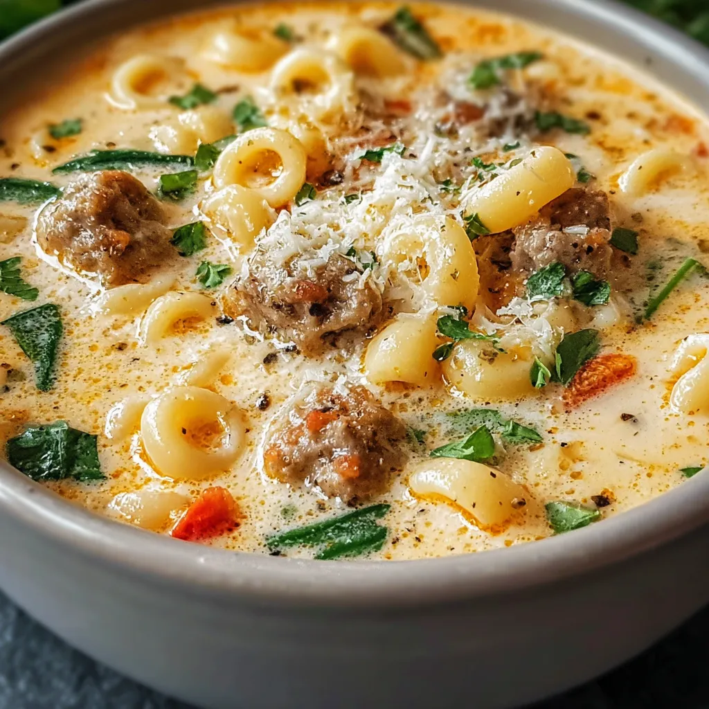 CREAMY PARMESAN SAUSAGE DITALINI SOUP PERFECTION