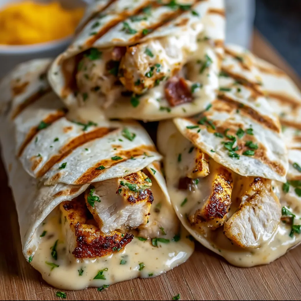 IRRESISTIBLE CHEESY GARLIC CHICKEN WRAPS